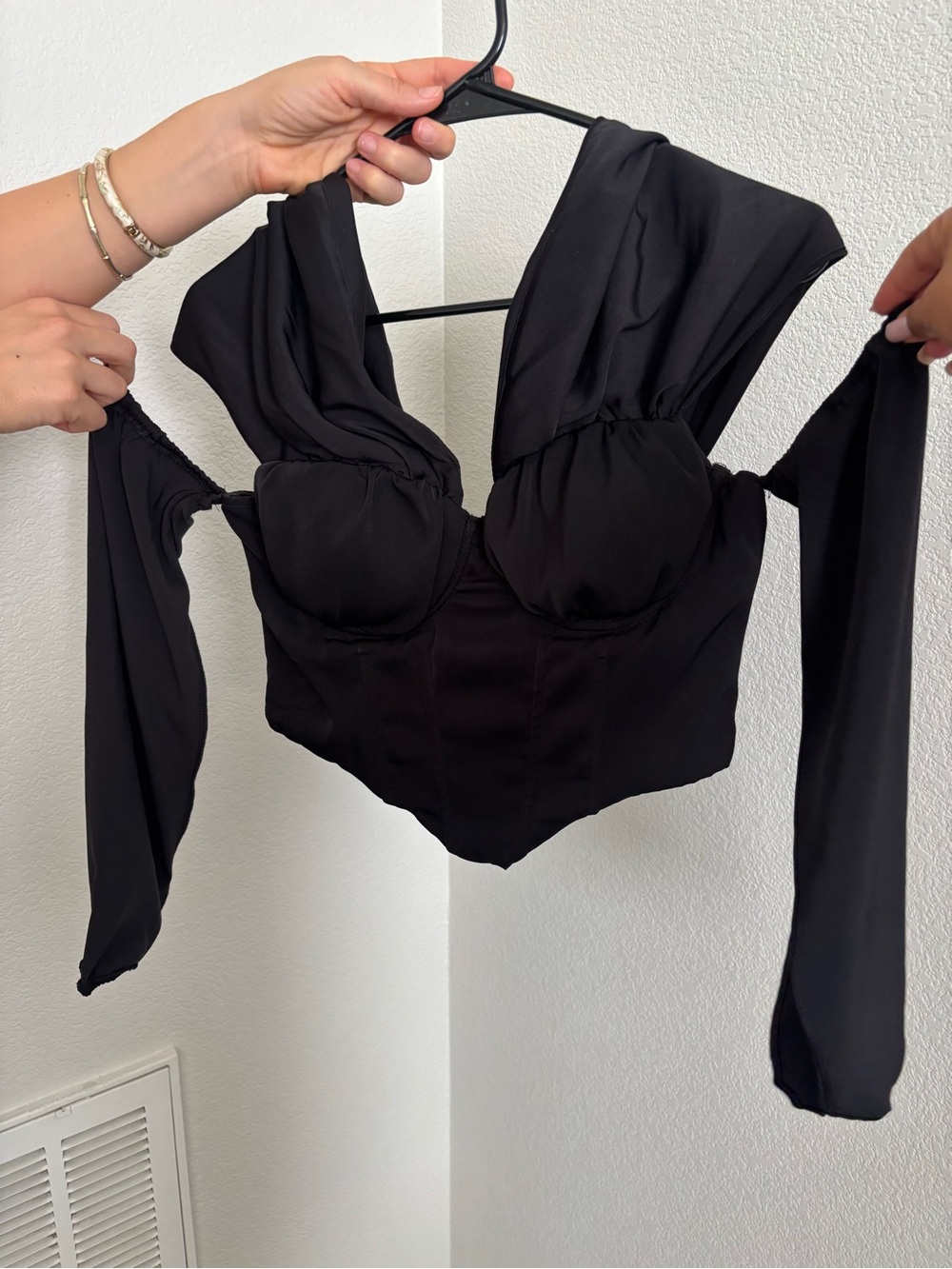 Black Off-Shoulder Bustier Top